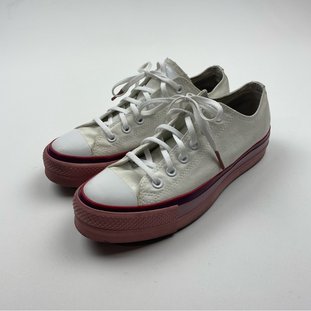 Converse Chuck Taylor All Star Platform Low x OPI White Rust Pink Size 9.5